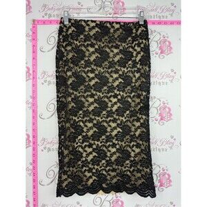Black collection skirt Lace Midi Pencil Skirt with Nude Underlay - Brand: